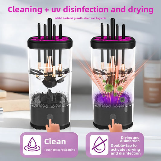 Macchina Elettrica Puliscipennelli da Trucco | Strumento Automatico per Lavaggio, Asciugatura e Conservazione dei Pennelli, Ricaricabile USB