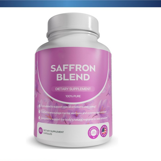 Safran-Mischung Nahrungsergänzungsmittel – 100 % rein | 60 Kapseln für emotionales Wohlbefinden, geistige Wachheit und Unterstützung bei täglichem Stress | GMP-zertifiziert und im Labor getestet