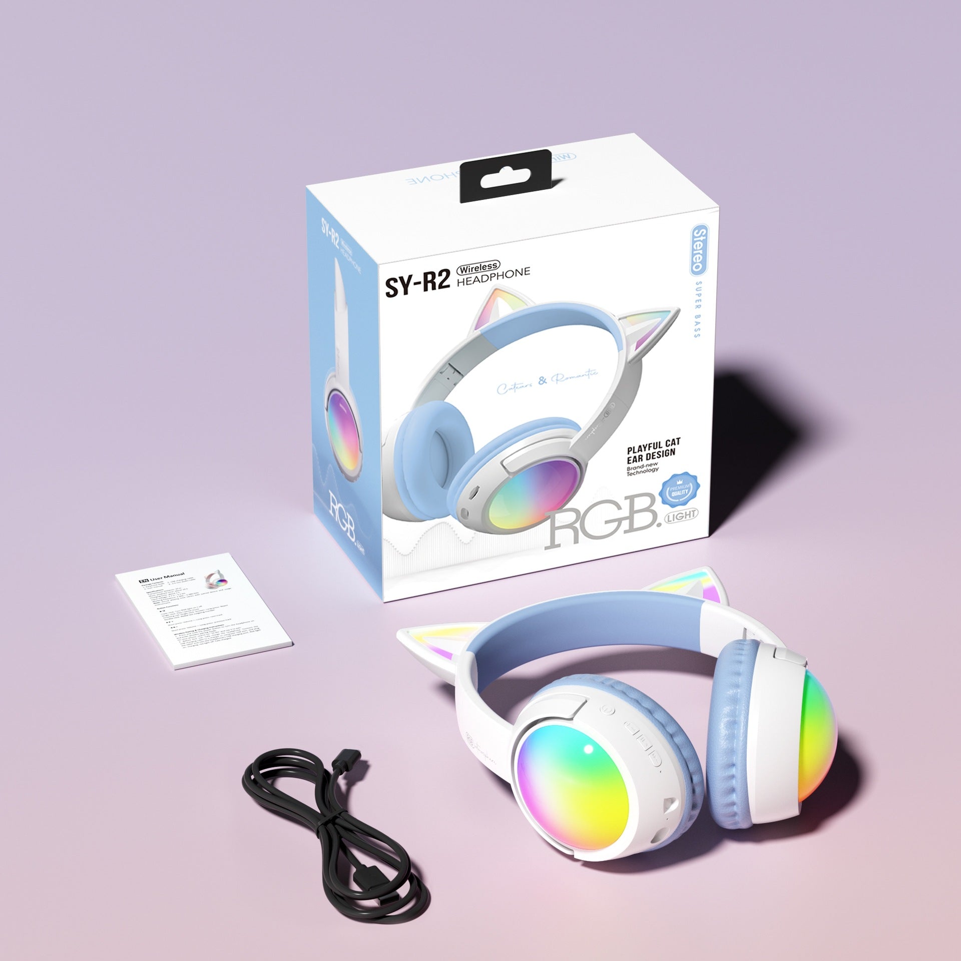Wireless Bluetooth Over-Ear Headphones 6D Immersive Stereo Sound Foldable On-Ear Headset with Wired Mode USB Charging Cable Mic for Music Gaming Travel School - SY-T4