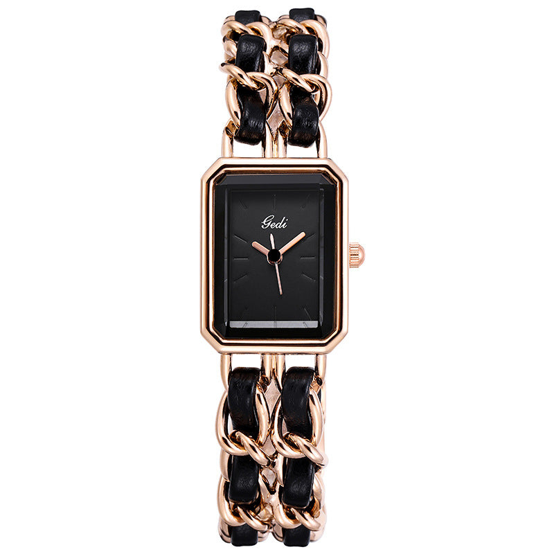 Gedi Women's Gold White Chain Watch | Mother of Pearl Dial Octagonal Case Ceramic Link Luxury Quartz Watch