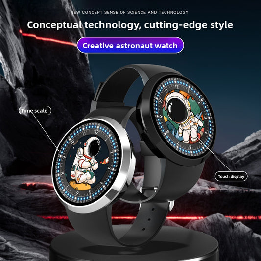 Men's Space Astronaut Smart Watch | Black LED Dot Bezel Round Dial Silicone Strap Digital Watch