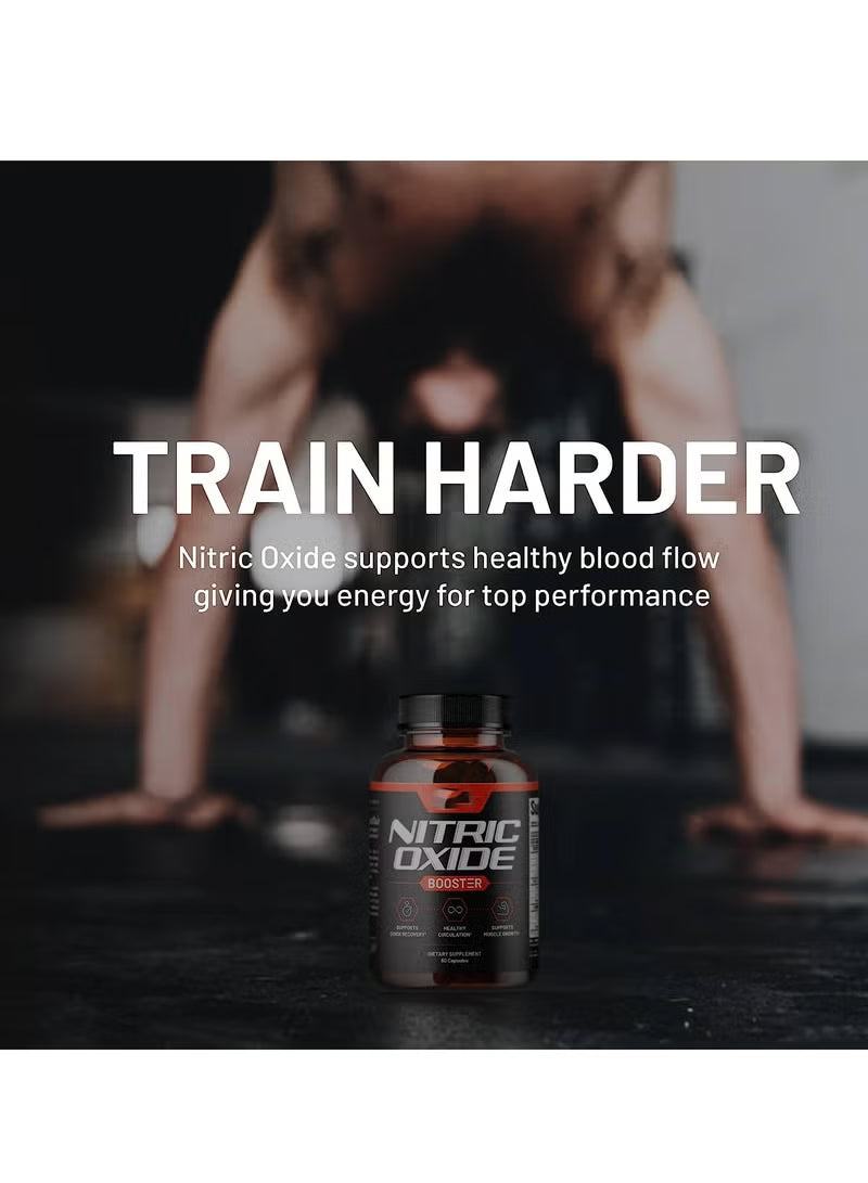 Nitric Oxide Booster Supplement – Buy One Get One FREE | Supports Muscle Growth, Circulation & Quick Recovery | 60 Capsules