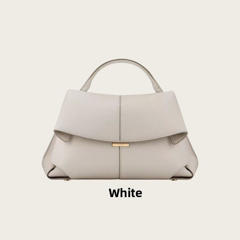 Pol�ne Num�ro Bag White | Structured Top Handle Flap Crossbody Handbag with Gold Hardware