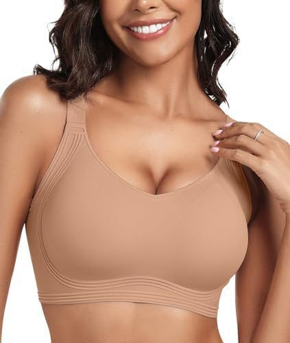 Women's Seamless Wireless Bra | Padded V-Neck No Underwire Comfort Bra | Soft Supportive Everyday Bralette Lavender