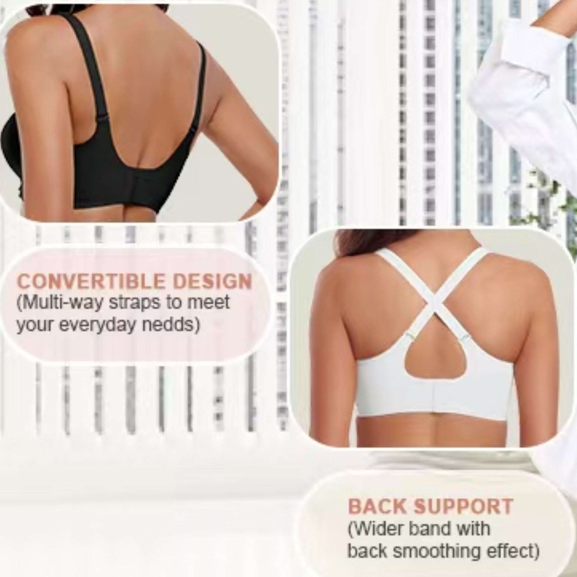 Women's Nude Seamless Wireless Lifting Bra with Scallop Edge, Adjustable Straps and Back Hook Closure for Comfort Support