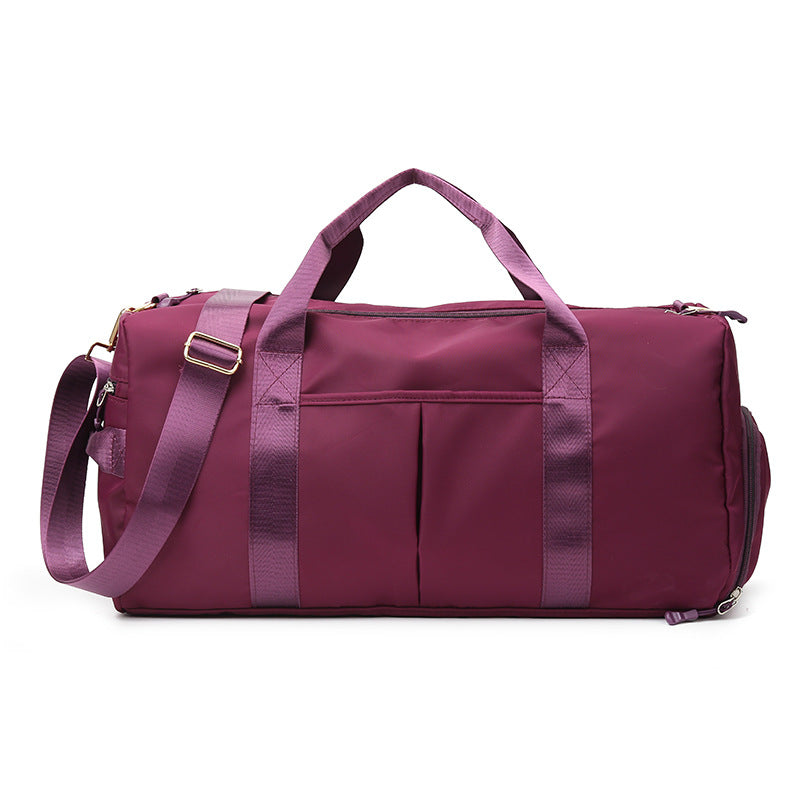 Beige Canvas Gym Duffel Bag - Sports Travel Bag with Shoe Compartment | Yoga Workout Weekender Tote for Women