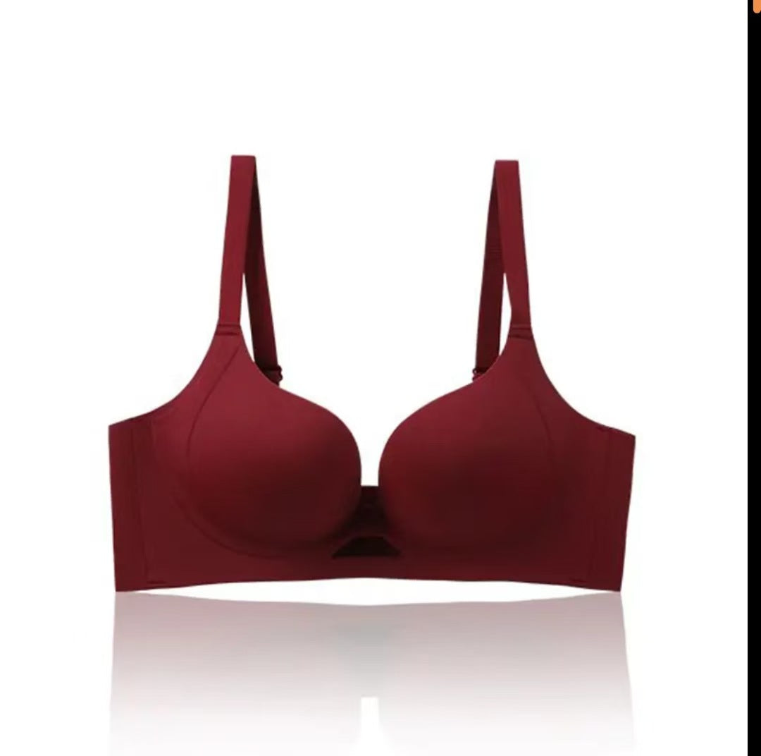 Seamless Deep V Push Up Bra Women | Front Keyhole Cutout Wireless Bralette | Smooth Padded No Wire Comfort Bra Cream Nude