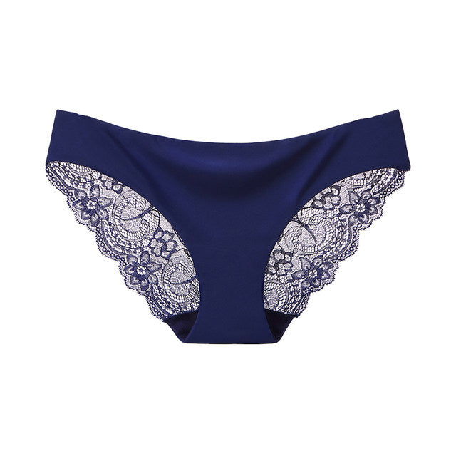 Sage Green Ribbed Lace Back Panties for Women Soft Cheeky Briefs Mid Rise Underwear Floral Lace Panel