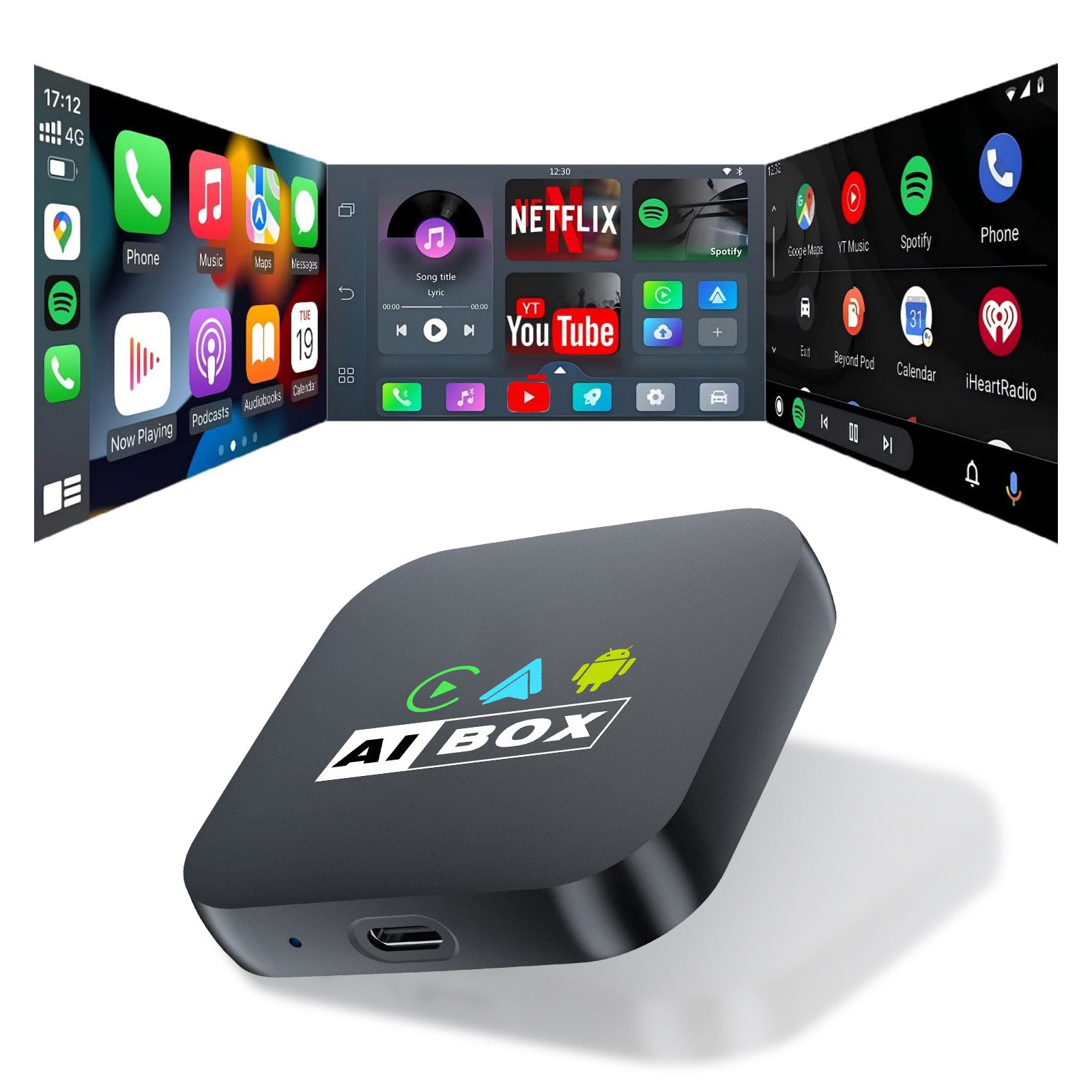 AI Box Wireless CarPlay Android Auto Adapter USB-C Dongle Smart Car Box Convert Wired to Wireless Apple CarPlay Android Auto Netflix YouTube Streaming for Car Screen iPhone Android 2024