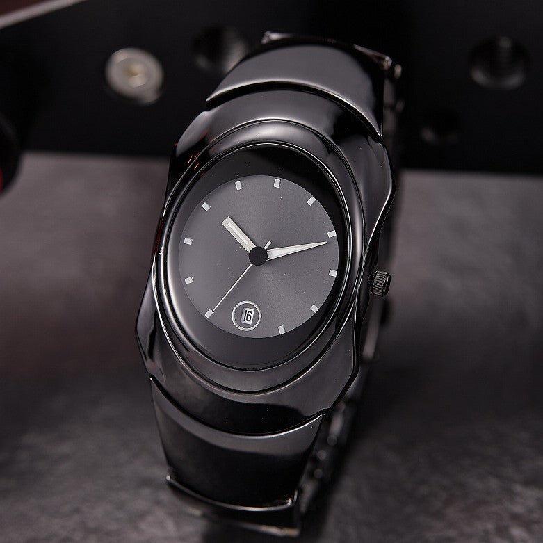 Black Bangle Watch for Women | Elegant All-Black Bracelet Watch with Date Display