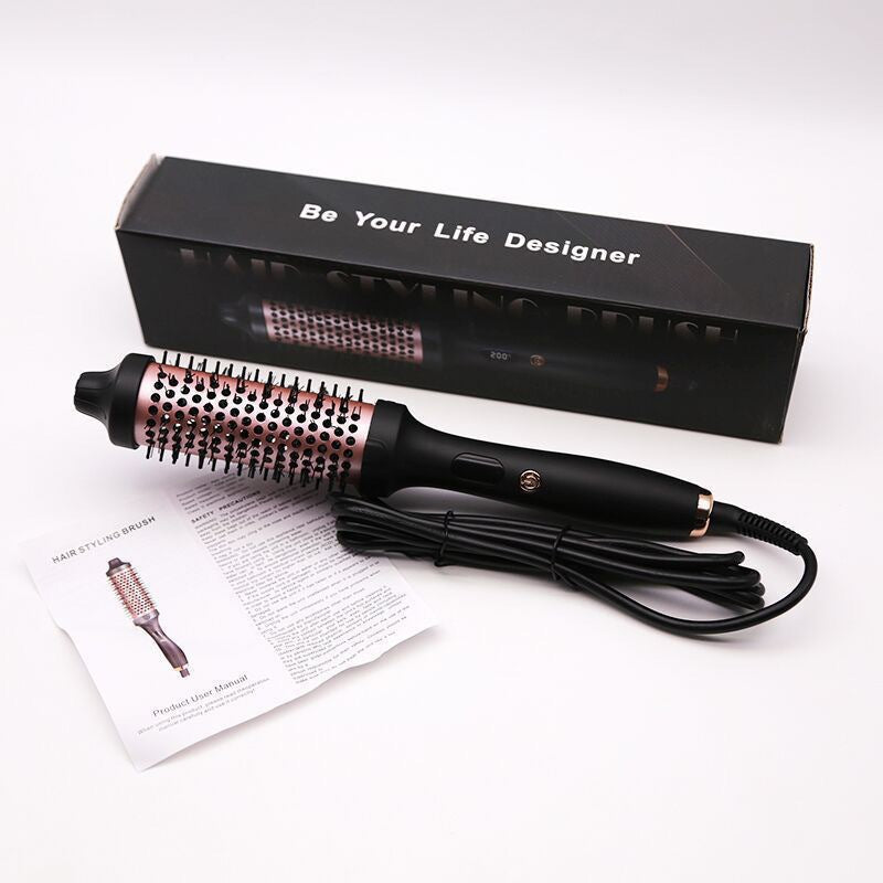 Black Rose Gold Round Hot Air Styling Brush | Be Your Life Designer Volumizing Curl Hair Brush | Professional Corded Ionic Blowout Brush with Gift Box & User Manual