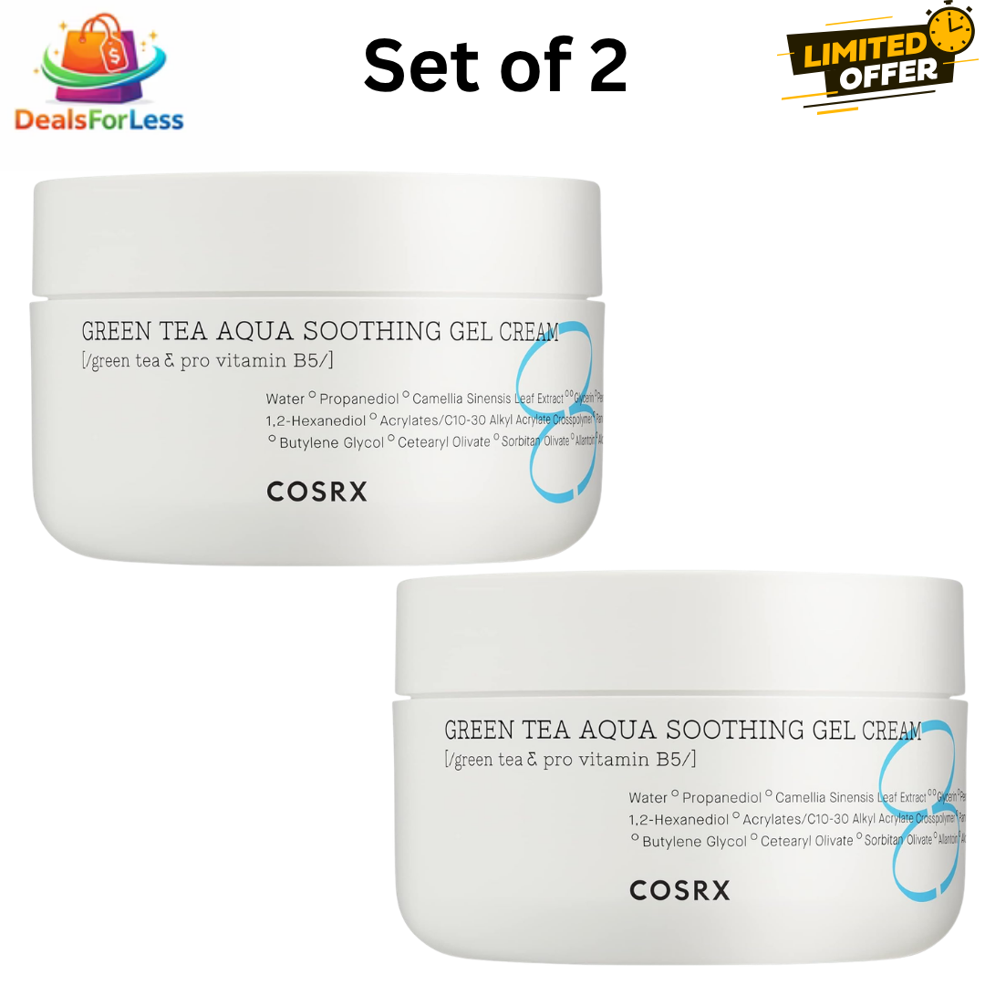 COSRX Green Tea Aqua Soothing Gel Cream Set of 2 | Green Tea & Pro Vitamin B5 Korean Face Gel