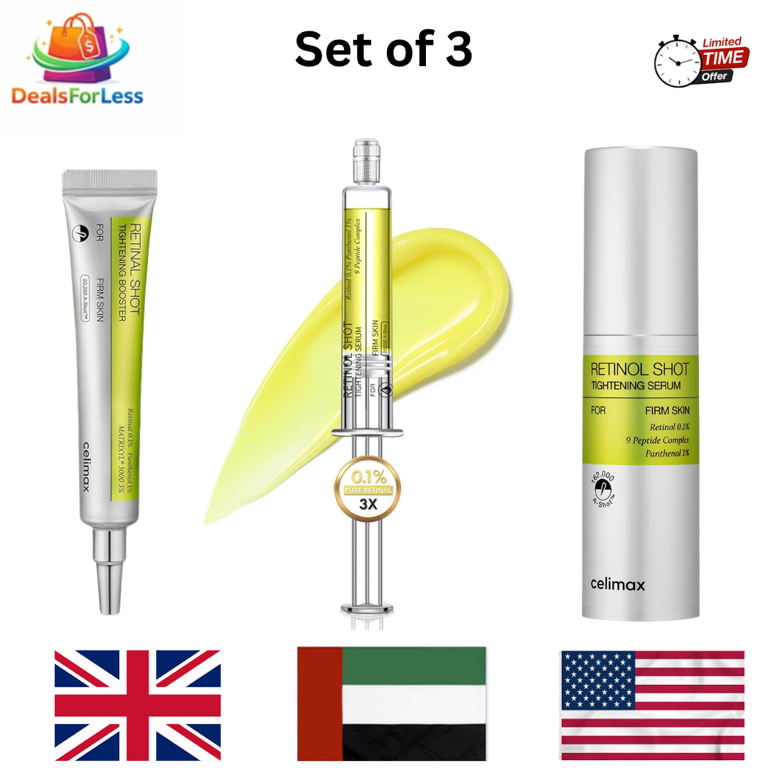 Celimax Retinal Shot Tightening Serum Set of 3 | Retinol 0.1% + 9 Peptide Complex + Panthenol 1% | Firm Skin Anti-Aging Serum | Retinal Shot Booster