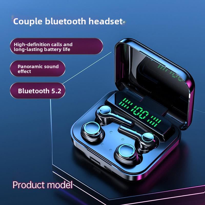 Couple Bluetooth 5.2 TWS Earbuds | HD Calls Panoramic Sound LED Display Charging Case | Wireless Headset Long Battery Life