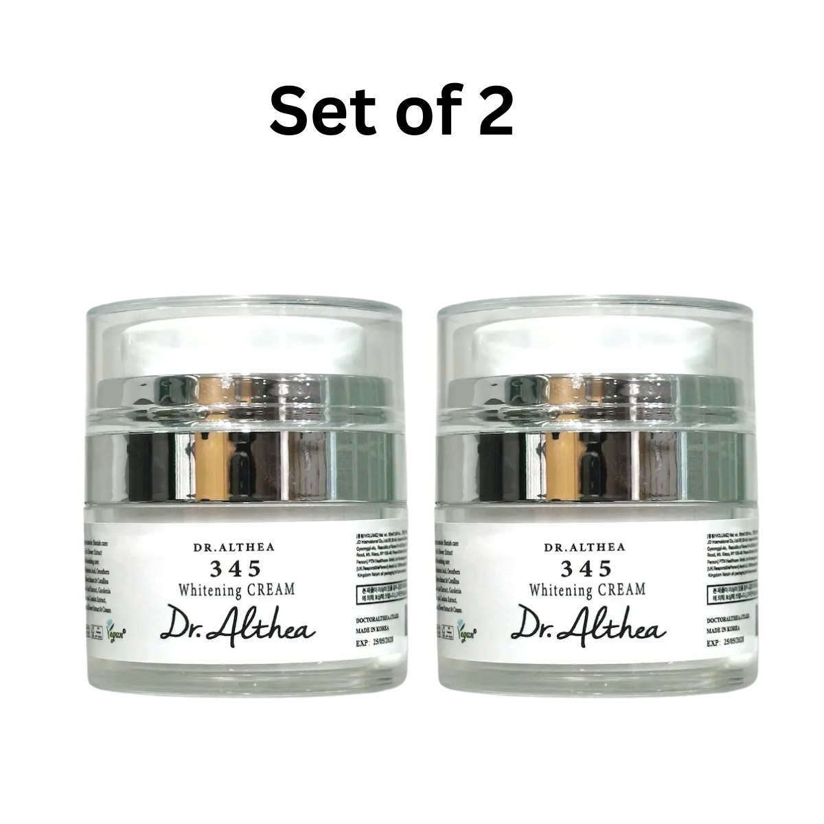 Dr. Althea 345 Whitening Cream Set of 2 | Korean Brightening & Dark Spot Correcting Face Cream — Vegan, Made in Korea