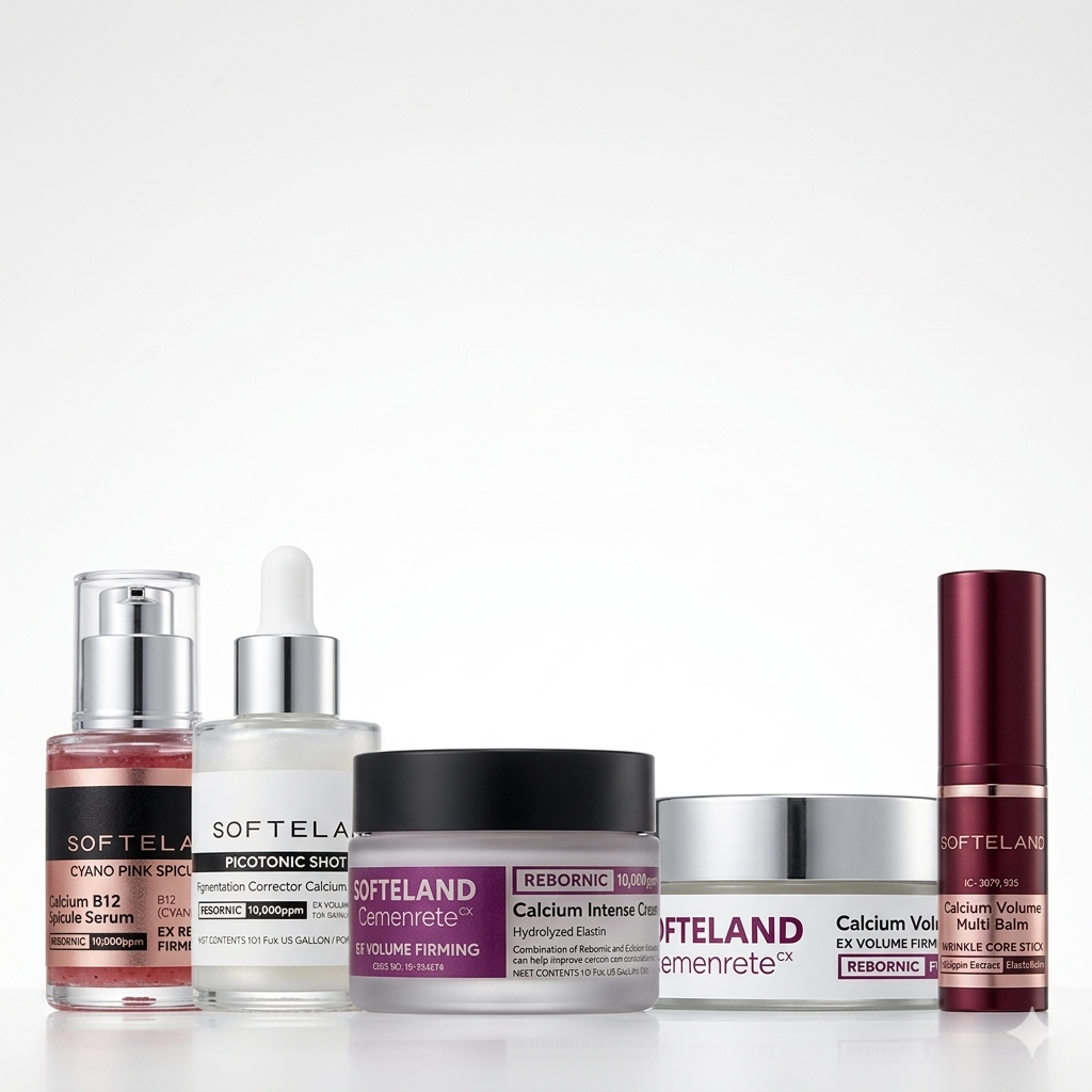 Softeland Cemenrete CX Complete Anti-Aging Skincare Set | Rebornic Calcium B12 Spicule Serum Picotonic Shot Intense Cream & Wrinkle Core Stick ? Full Routine Bundle