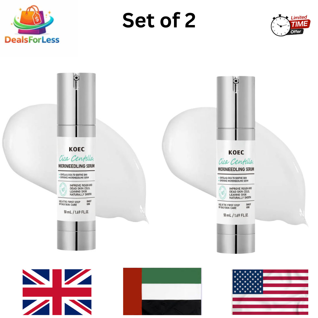 KOEC Cica Centella Microneedling Serum Set of 2 | Smooth & Soothe Skin 50ml Daily Use