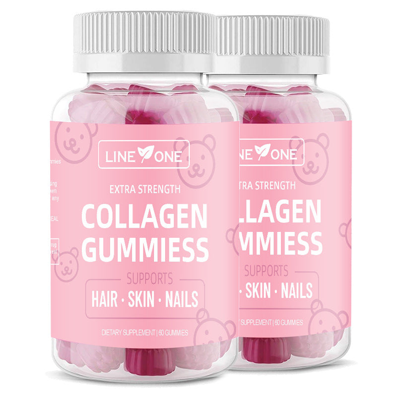 Line One Extra Strength Collagen Gummies | Hair Skin & Nails Support Dietary Supplement ? 60 Gummies Per Bottle