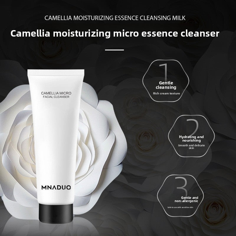 MNADUO Camellia Flower Micro Essence Facial Cleanser Moisturizing Face Wash for Elastic Radiant Skin with Selected Camellia Raw Materials