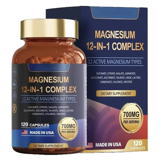 Magnesium 12-in-1 Complex Set of 3 | 700mg 120 Capsules | 12 Active Magnesium Types Dietary Supplement Made in USA