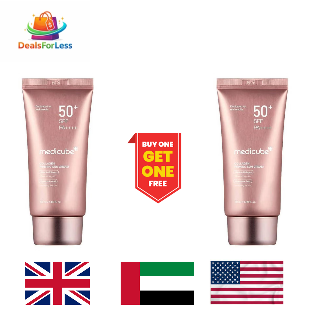 Medicube Collagen Firming Sun Cream SPF 50+ PA++++ Buy One Get One Free | Soluble Collagen & Hyaluronic Acid | Anti-Aging Firming Korean Sunscreen 50ml