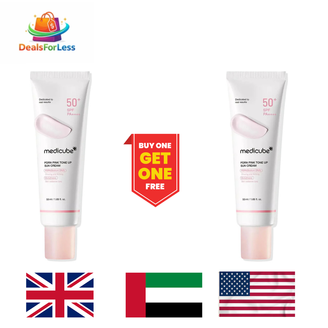 Medicube PDRN Pink Tone Up Sun Cream SPF 50+ PA++++ Buy One Get One Free | Glutathione & Sodium DNA | Glowing Toning Korean Sunscreen 50ml