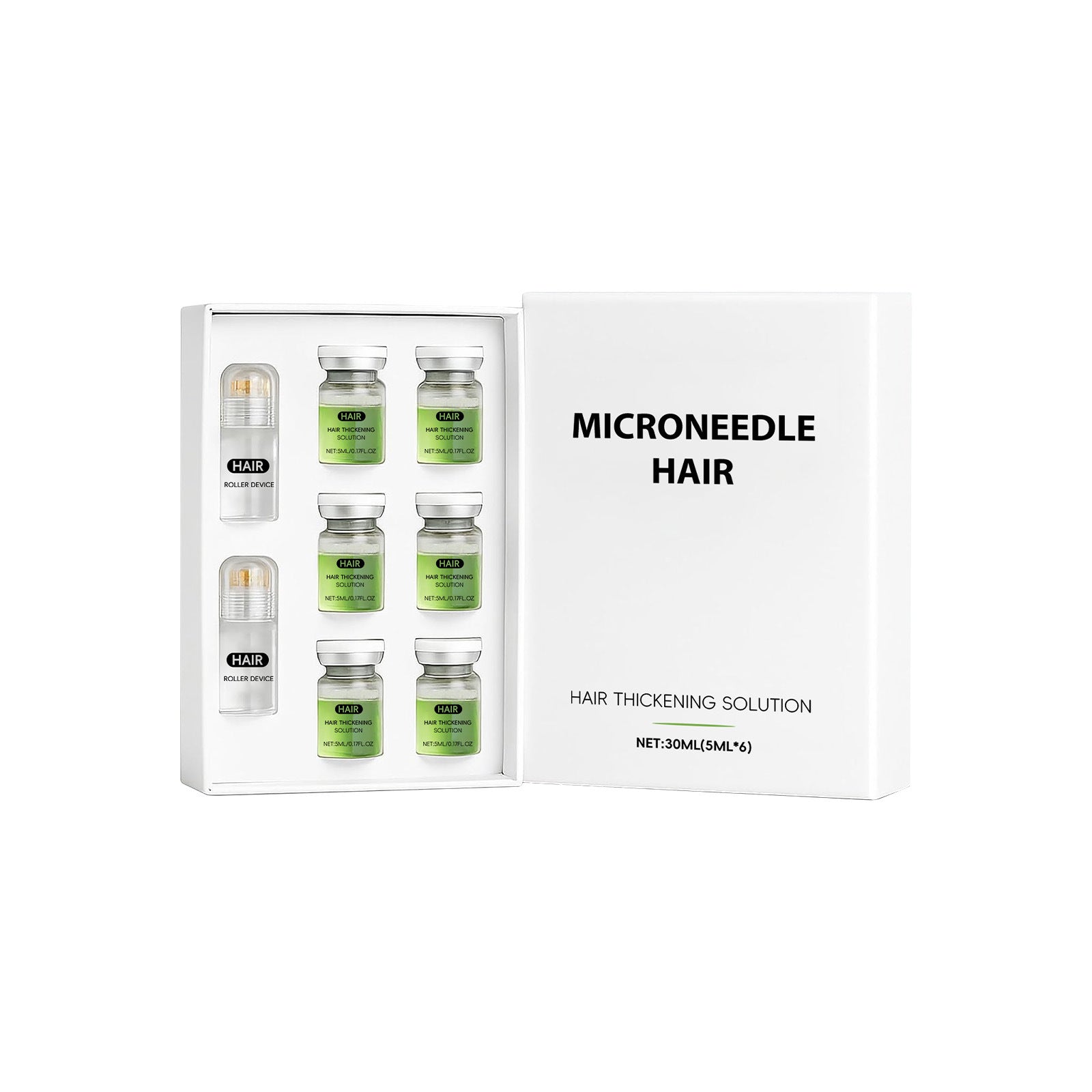 Microneedle Hair Growth Kit | Hair Thickening Solution Serum + Derma Roller Set | Scalp Treatment for Hair Loss & Regrowth
