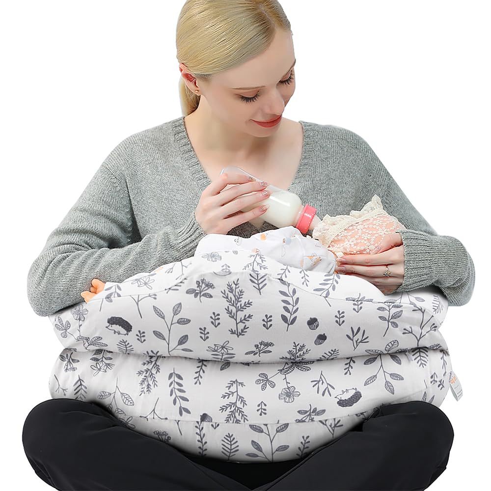 Nursing Breastfeeding Pillow | Botanical Print Baby Feeding Support Cushion | Newborn Infant Arm & Lap Pillow | Postnatal Breastfeeding & Bottle Feeding