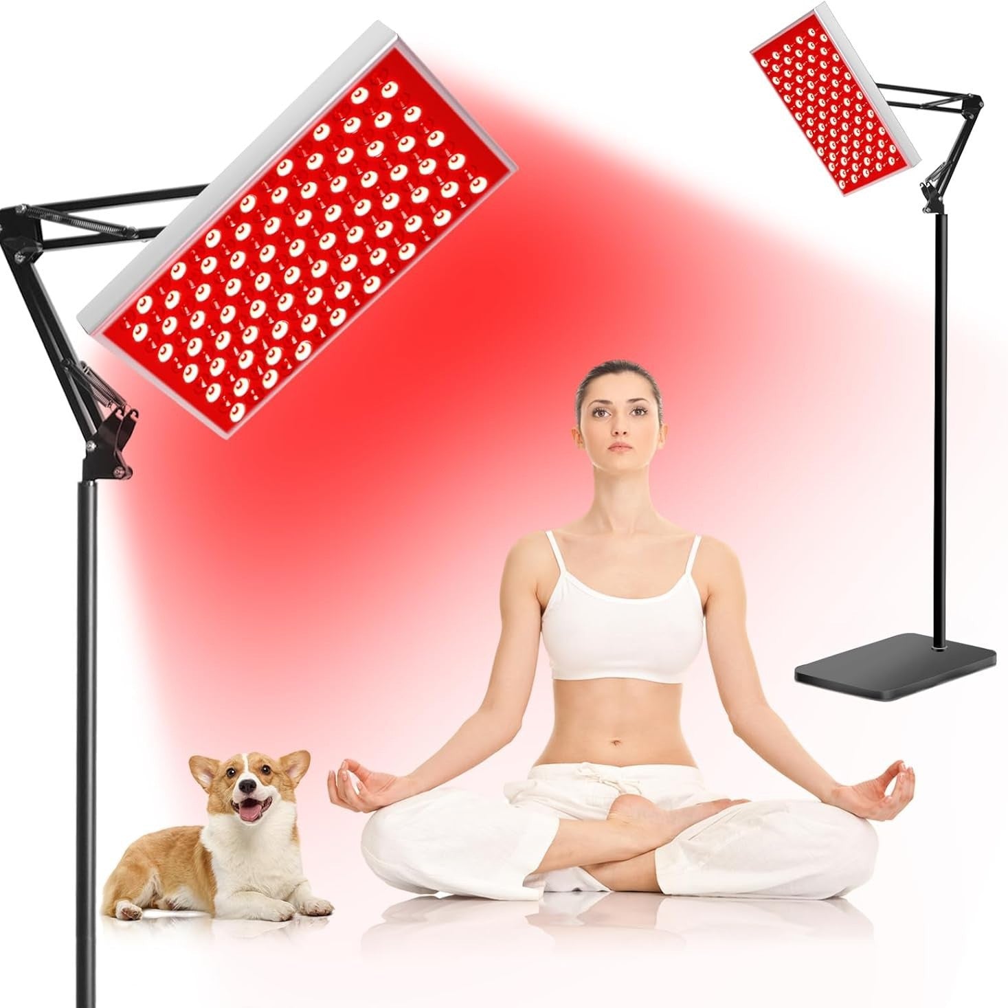 Red Light Therapy Panel with Adjustable Stand Set of 2 Full Body LED Infrared Light Therapy Device for Skin Health Pain Relief and Muscle Recovery