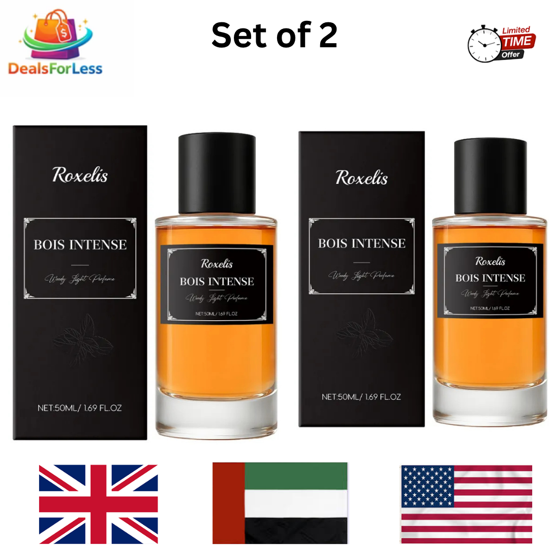 Roxelis Bois Intense Set of 2 x 50ml Woody Light Perfume Eau de Parfum Value Pack | Men Women Unisex Luxury Amber Wood Long Lasting Fragrance Duo Gift Set
