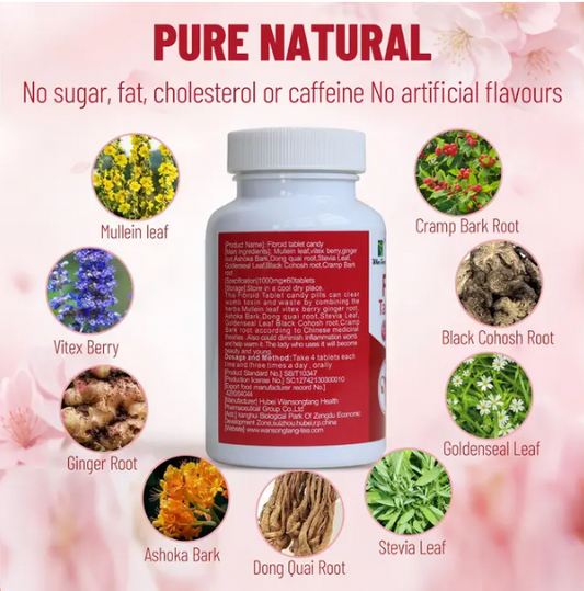 WinsTown Fibroid Tabletten 60 Stück | Natürliches Nahrungsergänzungsmittel zur Unterstützung bei Gebärmuttermyomen für Frauen