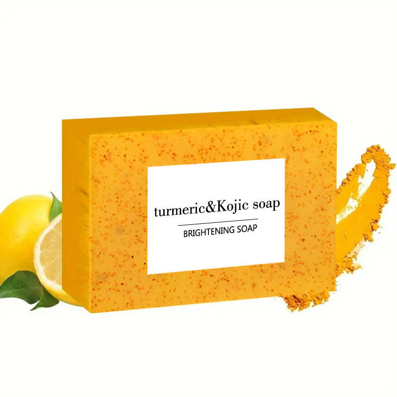 Turmeric & Kojic Acid Brightening Soap | Natural Skin Lightening Bar Soap with Lemon | Even Skin Tone Face & Body