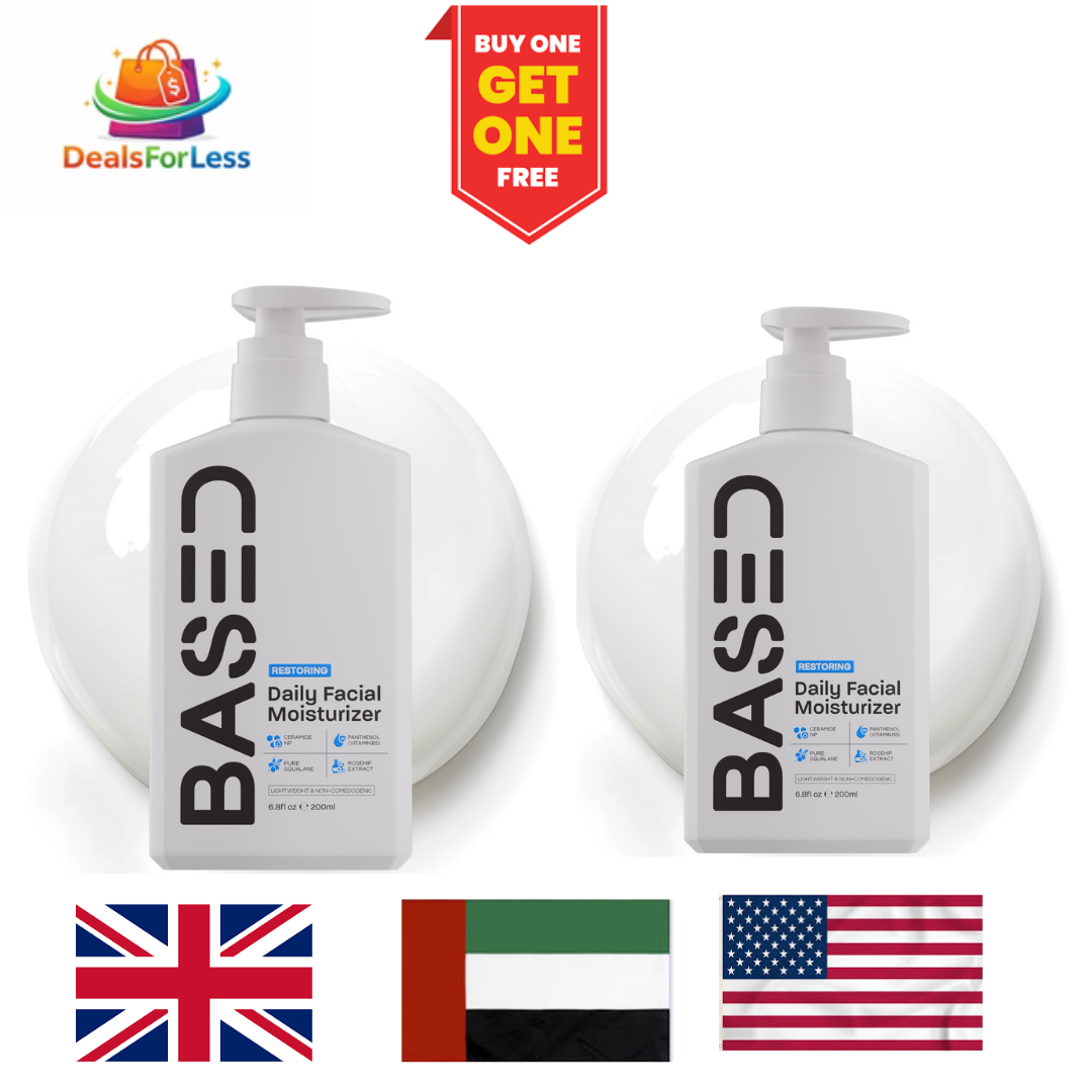BASED Restoring Daily Facial Moisturizer BOGO | Ceramide, Squalane & Rosehip | Lightweight Non-Comedogenic | 200ml x2