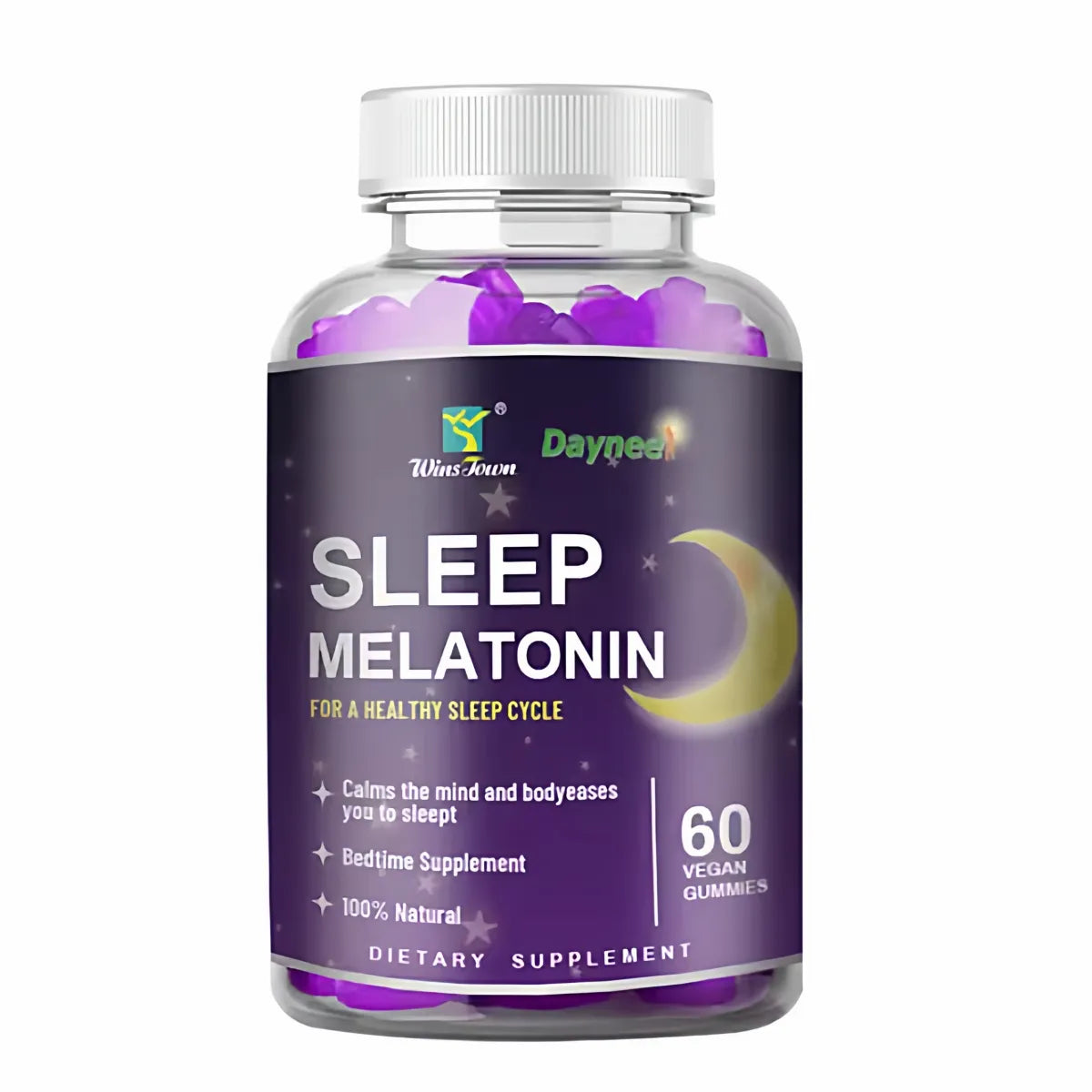 Winstown Daynee Sleep Melatonin Gummies 3-Pack – 60 Vegan Gummies x3 | 100% Natural Bedtime Supplement for Healthy Sleep Cycle | Calms Mind & Body