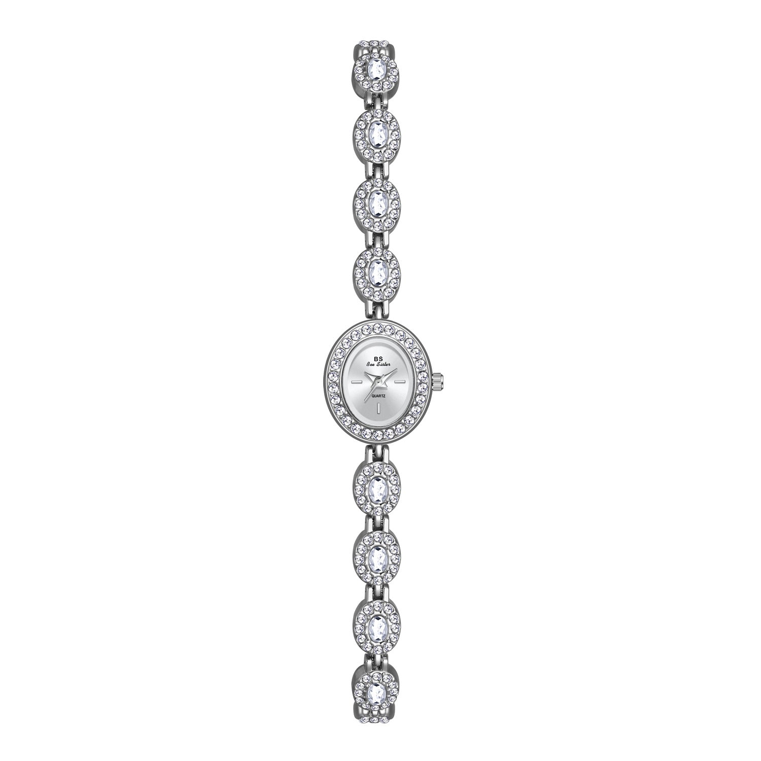 BS Bee Sister Women's Gold Crystal Bracelet Watch | Oval Diamond-Set Luxury Quartz Watch for Ladies