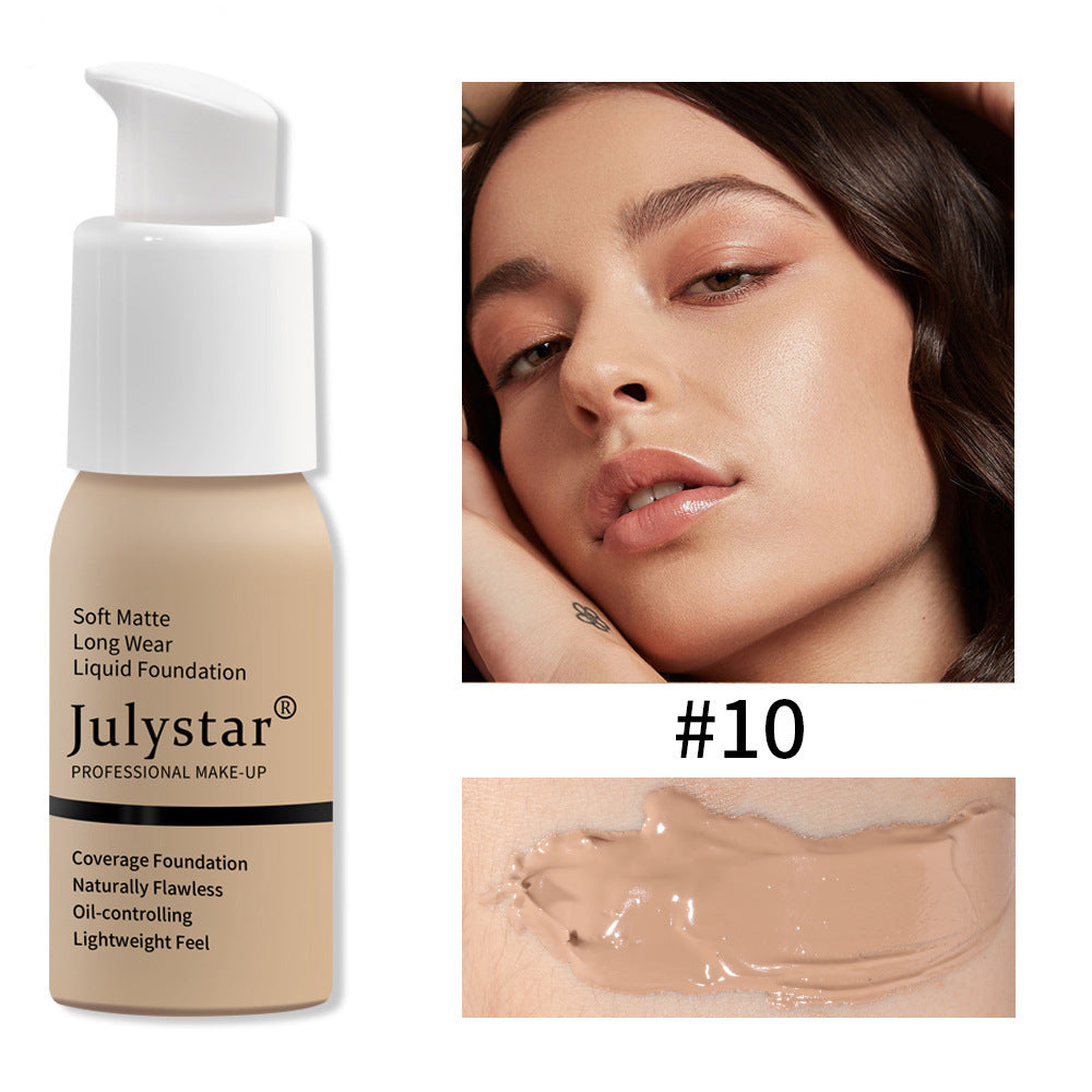 Julystar Professional Soft Matte Long Wear Liquid Foundation | 8 Shades Coverage Foundation | Naturally Flawless Oil-Controlling Lightweight Feel | Full Coverage Pump Bottle Foundation for All Skin Types