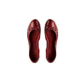 Women's Red Leather Ballet Flats | Round Toe Bow Detail Classic Ballerina Shoes | Soft Slip-On Flat Pumps