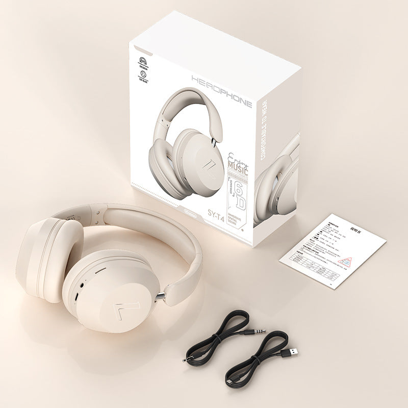 Wireless Bluetooth Over-Ear Headphones 6D Immersive Stereo Sound Foldable On-Ear Headset with Wired Mode USB Charging Cable Mic for Music Gaming Travel School - SY-T4