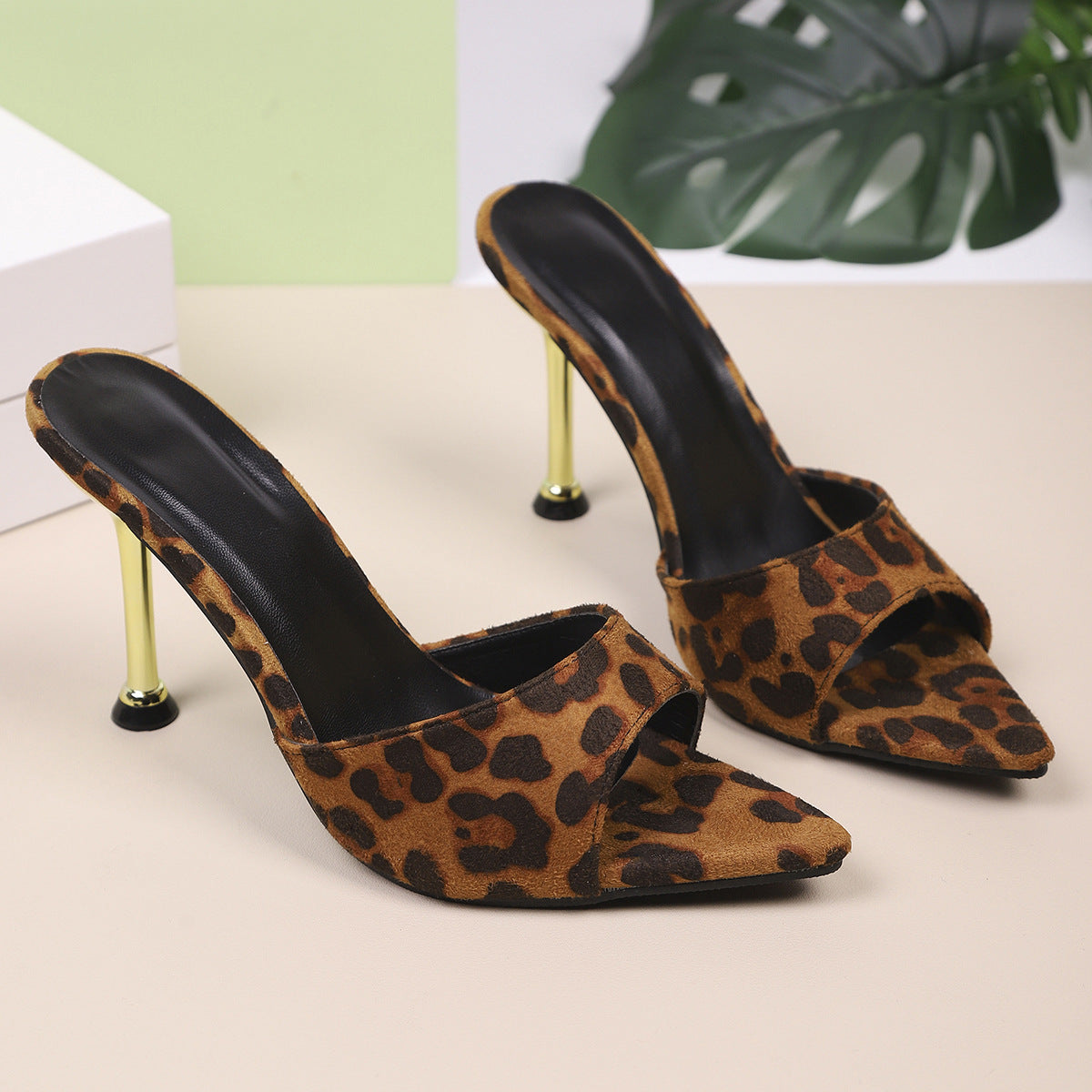 Red Croc Embossed Stiletto Mule Heels | Gold Metallic Thin Heel Open Back Sandals | Luxury Party Shoes