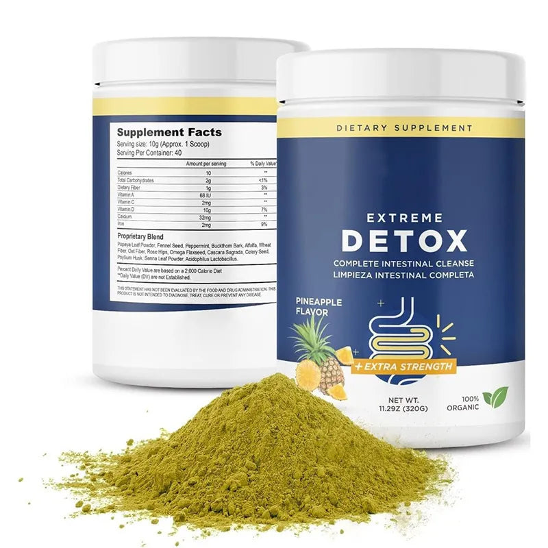 Extreme Detox Complete Intestinal Cleanse – Set of 2 | Extra Strength | Pineapple Flavor | 100% Organic | 14.1 oz Each
