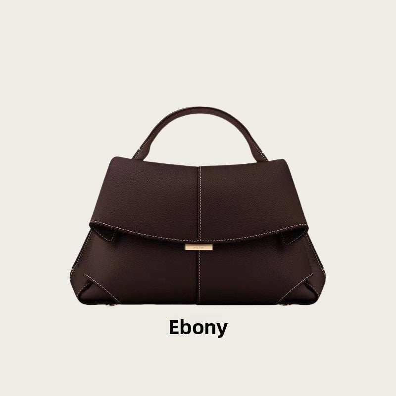 Pol�ne Num�ro Bag White | Structured Top Handle Flap Crossbody Handbag with Gold Hardware
