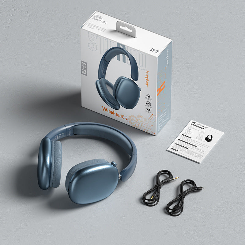 Wireless Bluetooth Over-Ear Headphones 6D Immersive Stereo Sound Foldable On-Ear Headset with Wired Mode USB Charging Cable Mic for Music Gaming Travel School - SY-T4