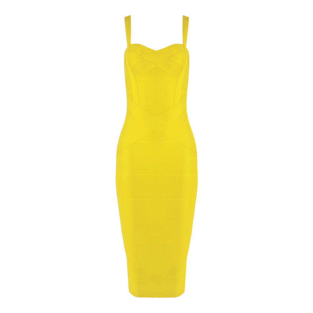 Women's Green Bandage Bodycon Midi Dress | Sweetheart Neck Strappy Sleeveless Club Party Dress | Figure Hugging Evening Wear