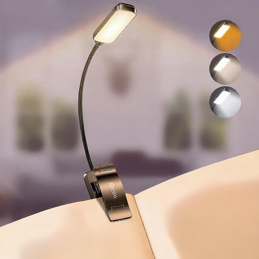 Rechargeable Clip-On Book Reading Light | 3 Color Modes Flexible Gooseneck LED Bookmark Lamp