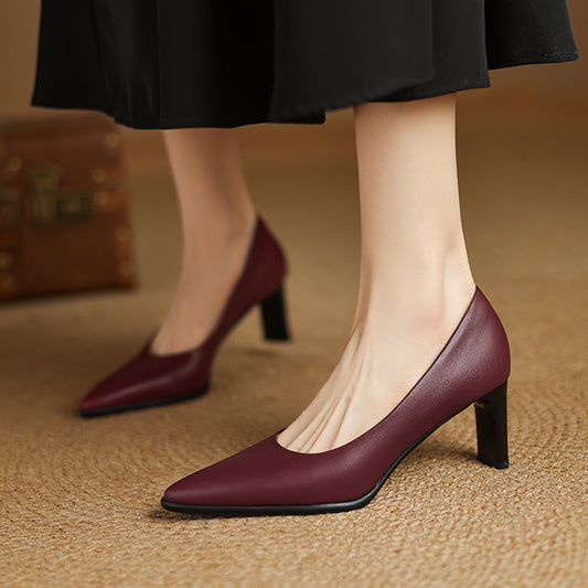 Black Patent Leather Block Heel Pumps | Pointed Toe Classic Office Heels for Women