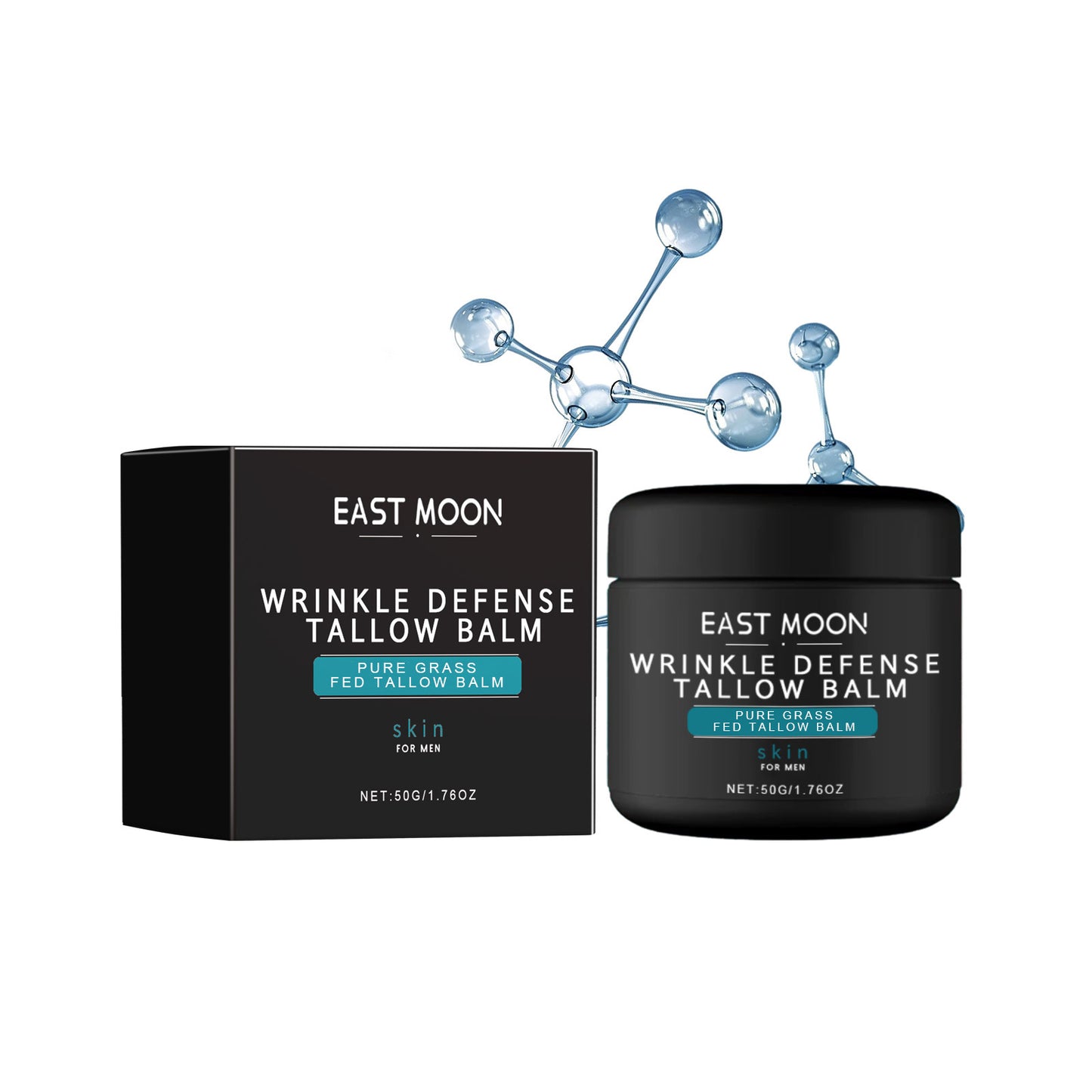 East Moon 3-Piece Grass-Fed Tallow Skincare Set for Men | Wrinkle Defense Balm + Tallow Serum + Face Wash | Anti-Aging Natural Skincare Bundle