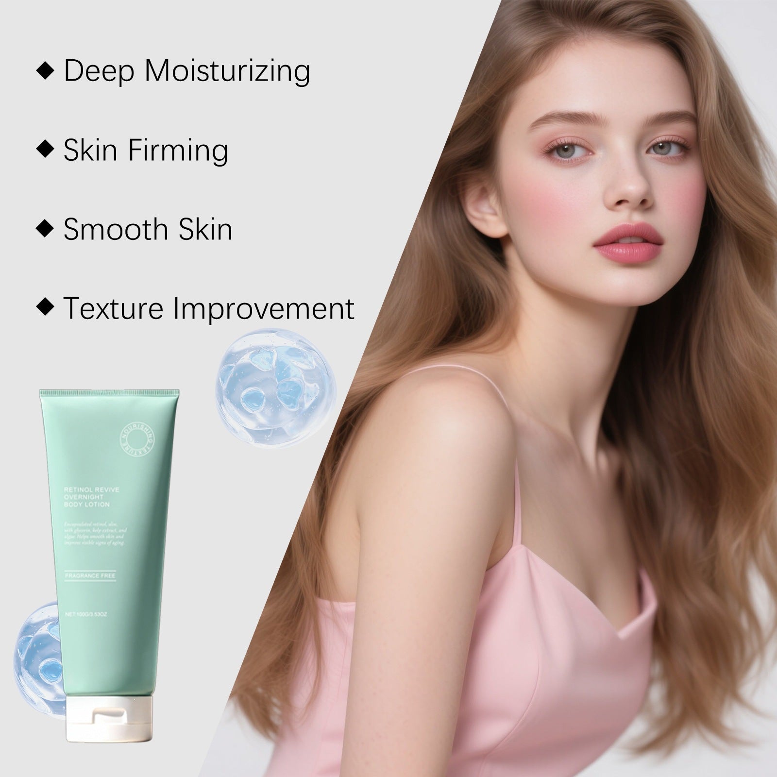 Retinol Revive Overnight Body Lotion 100g Fragrance Free with Encapsulated Retinol Aloe Glycerin Kelp Extract and Algae for Smooth Anti Aging Skin