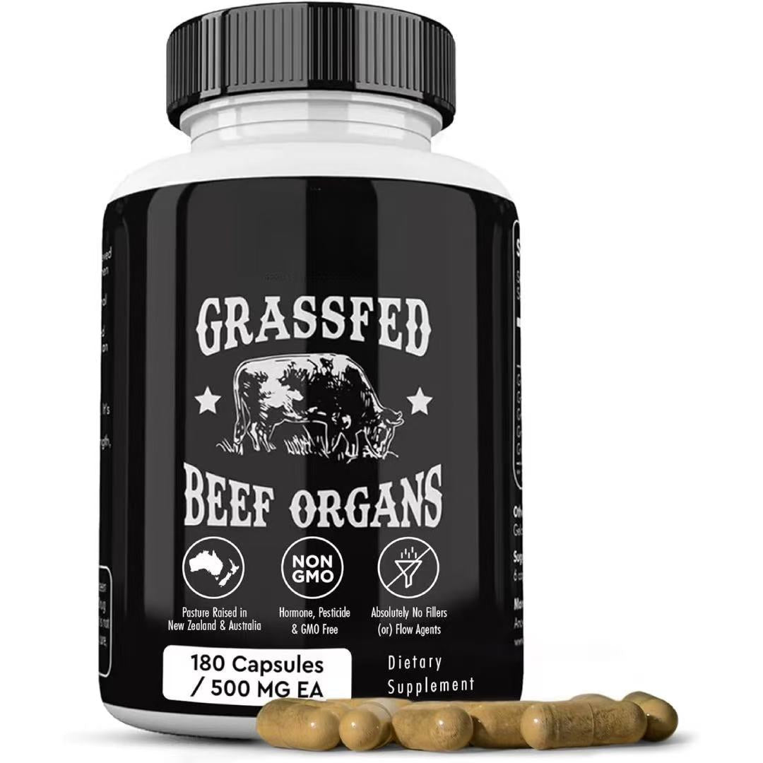 Grassfed Beef Organs Supplement | 180 Capsules 500mg | Pasture Raised New Zealand & Australia | Non-GMO, Hormone Free, No Fillers ? Ancestral Superfood