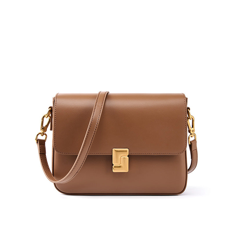 Black Leather Shoulder Bag with Gold Hardware | Designer Handbag