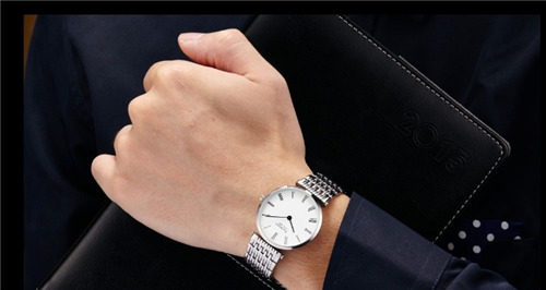 Taiwuas T.S.1983 Ultra-Thin Minimalist Watch | White Roman Numeral Dial Silver Stainless Steel Classic Quartz Watch